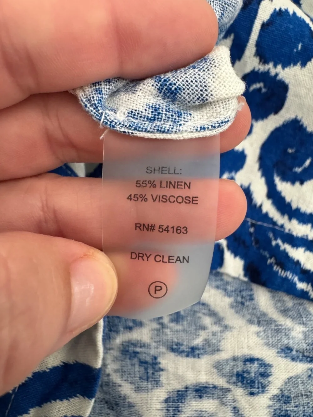Tommy‎ Hilfiger Blue White Sleeveless Linen Viscose Dress Geometric Size 12 5